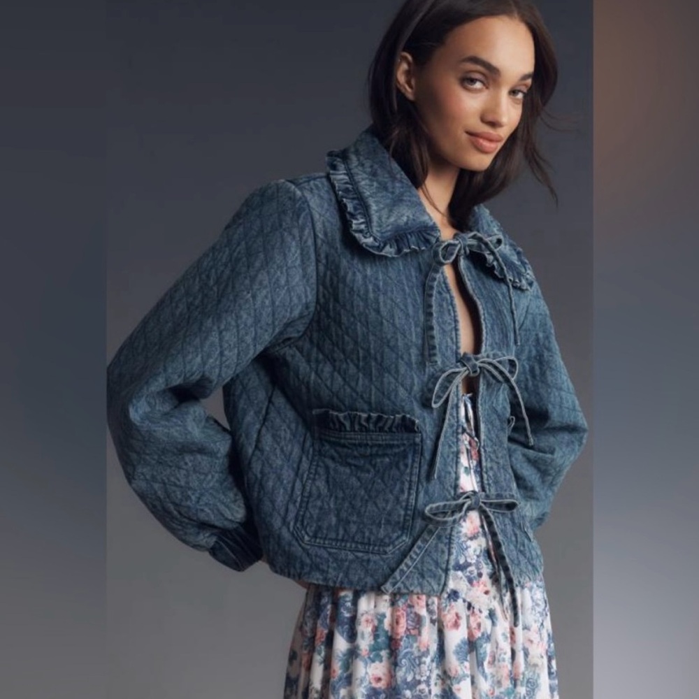 NWT Anthropologie Avec Les Filles Denim Quilted Jacket